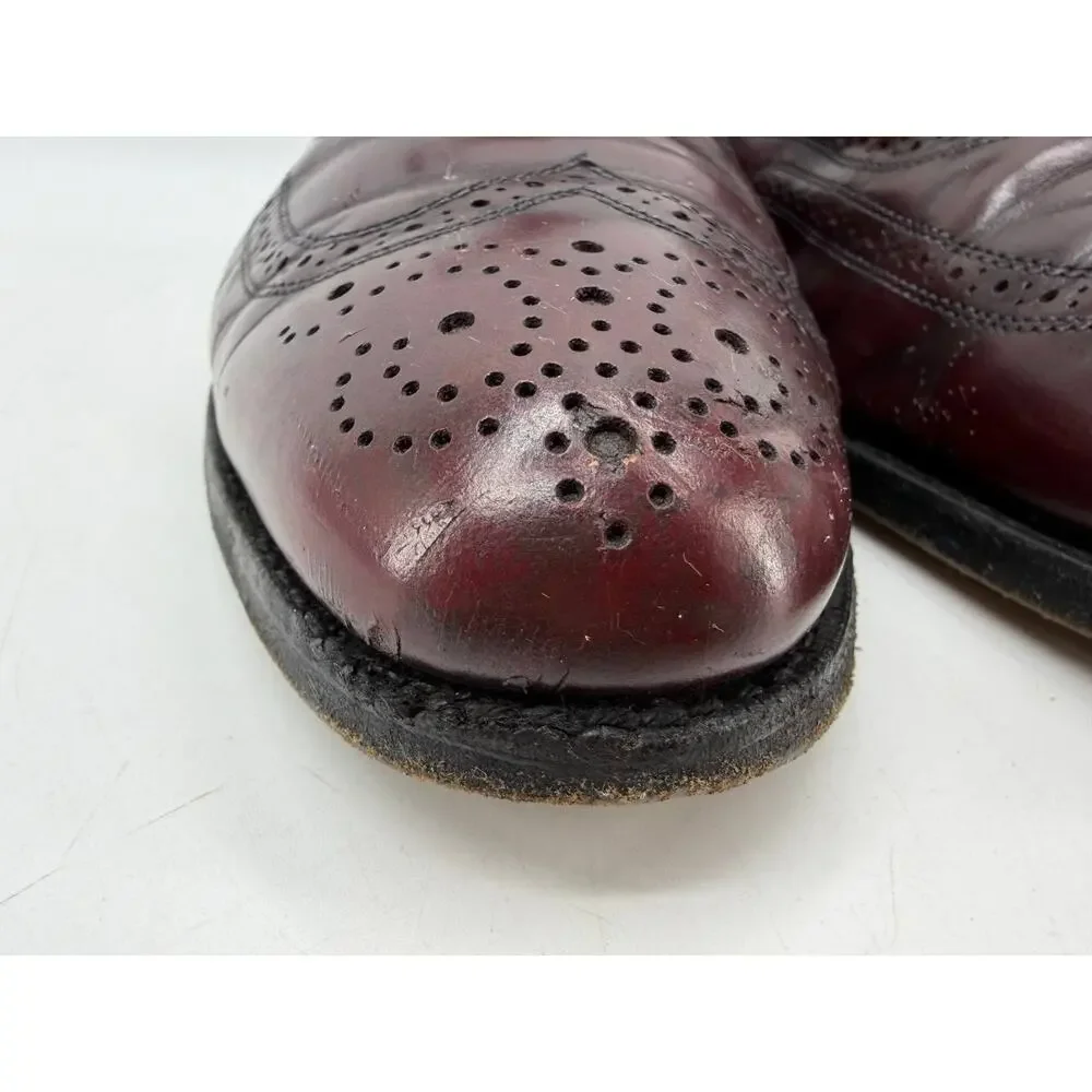 Allen Edmonds Men's Burgundy Leather Wingtip Brogue Oxford Dress Shoes 11 D USA